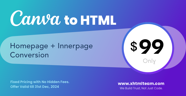 Canva to HTML: Only $99 for Homepage and 1 Inner Page