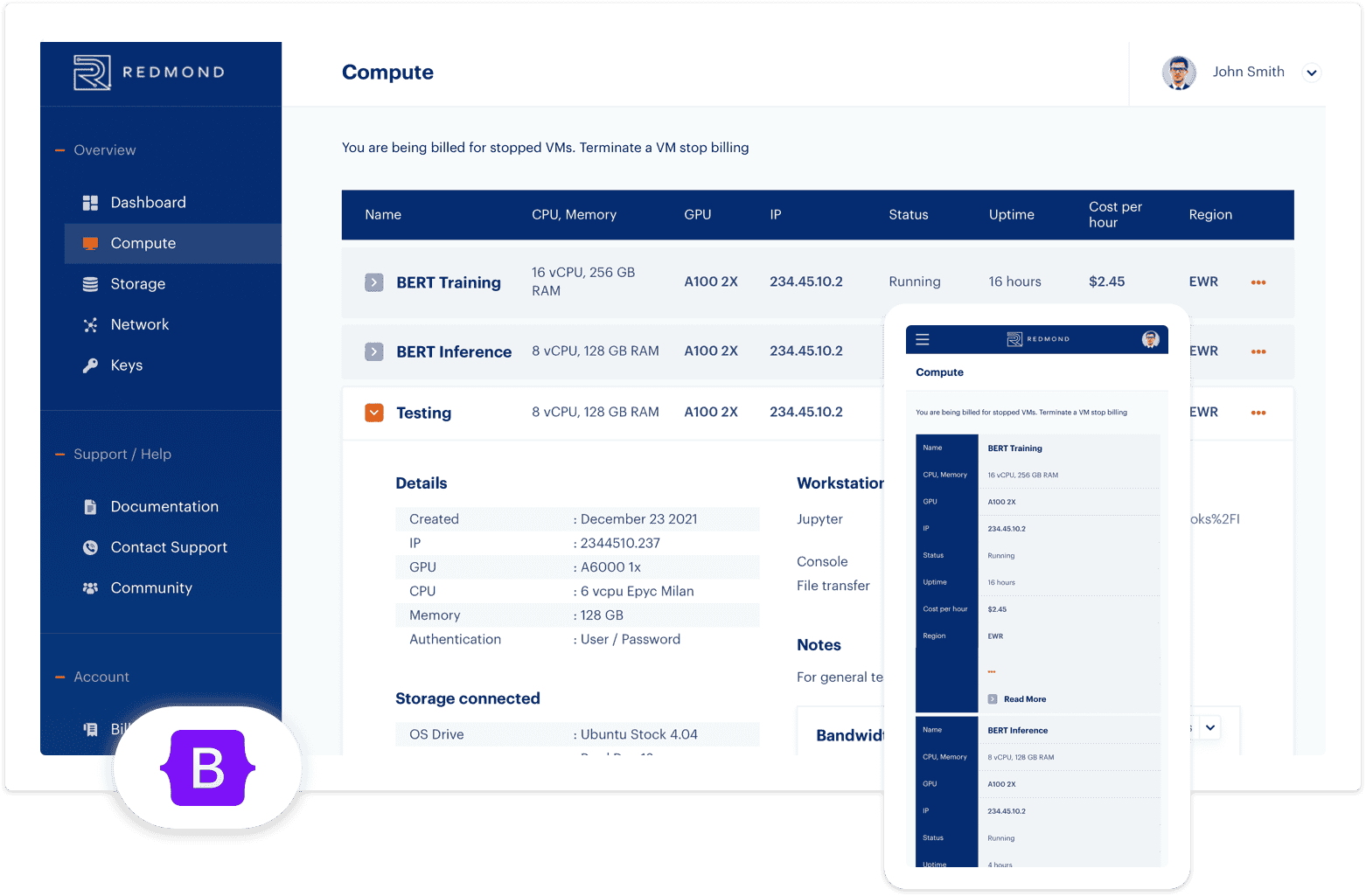 Redmond - Dashboard